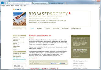 Het oorspronkelijke ontwerp toen de website Biobased society van start ging