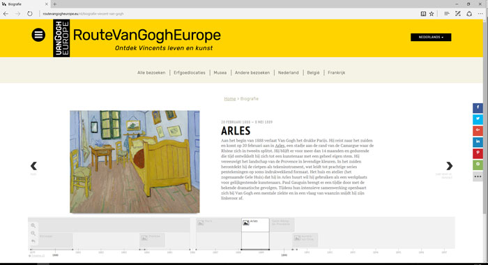 Biografie van Vincent van Gogh gepresenterd in een tijdlijn
